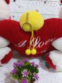 Grinning Face with Smiling Eyes with Dori and POM POM /Emoji Stuff Keychain. 