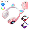 Bluetooth Wireless Headphones Cat Ear Glow Light Stereo Bass Helmets Children Gamer Girl Gifts PC Phone Gaming Headset. 