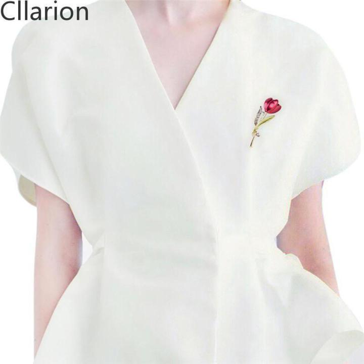 Korean version of European and American fashion temperament drip tulip design unique flower diamond brooch