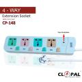 Extension Lead Fuse Protection with 3 Meters Heavy Duty Copper Cable, 4 Power Sockets Extension Board with Wire - Clopal. 
