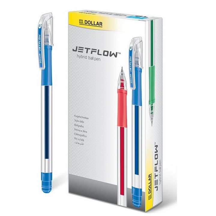 Dollar Jetflow Pen – 0.7mm Fine Tip | Pack of 10 Pens | Smooth Writing with Gel-Like Ink | Quick-Drying | Dollar Jetflow Hybrid Ball Pen | Ballpoint Pens – for Office, School, & Everyday Use | Dollar Pens