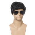 Fashion Wig Short Black Male Straight Synthetic Wig for Men Hair Fleeciness Realistic Natural Black Toupee Wigs. 