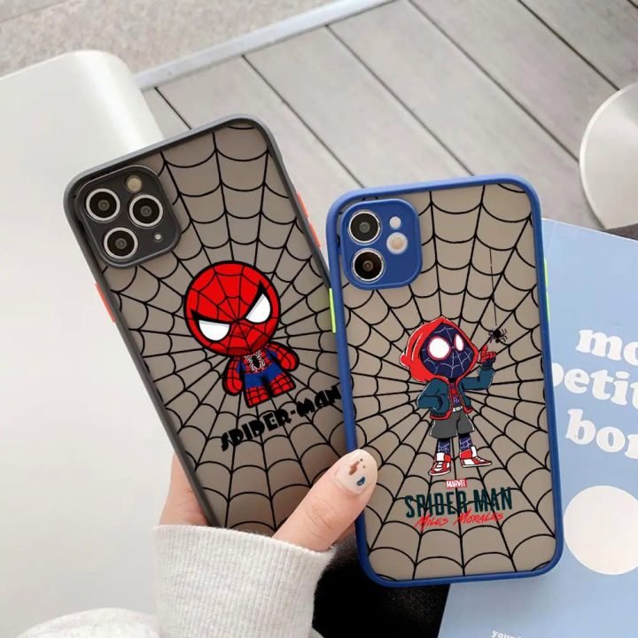 【EmotionaE】Marvel Spider man Miles Morales Gwen Phone Case For Apple iPhone 14 15 Plus 11 13 Pro Max 12 Mini XS XR 7 8 15 Translucent Cover