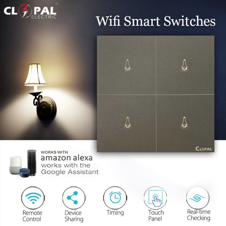 Clopal Smart Touch WIFI Switch with Mobile Control, Voice Control Compatible with ALEXA, Google Assistant, Wifi, Smart switches