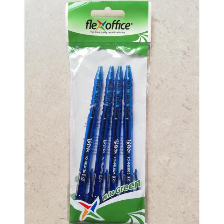 FlexOffice Retractable Smooth Ink Pen 1.0 mm - Pack of 4