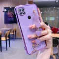 For Realme C25Y Back Cover + Love Heart Bracelet Luxury Glossy Shiny Plating Bumper Ladies Case Soft Silicone Protective Phone Cases. 
