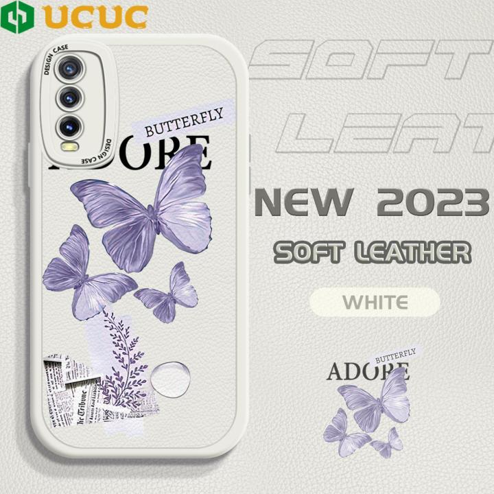UCUC for Vivo Y20 Y20i Y20S Y12S Y20 2021 Y20SG Y12A Back Cover Purple  Butterfly Leather Phone Case Ultra Thin Soft Silicone Drop Protection Case  for