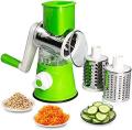 Vegetable Slicer Manual Kitchen Grater Vegetable Chopper 3 in 1 Round Mandolin Cutter Potato Spiralizer Household Gadgets NOTE random color will be delivered. 