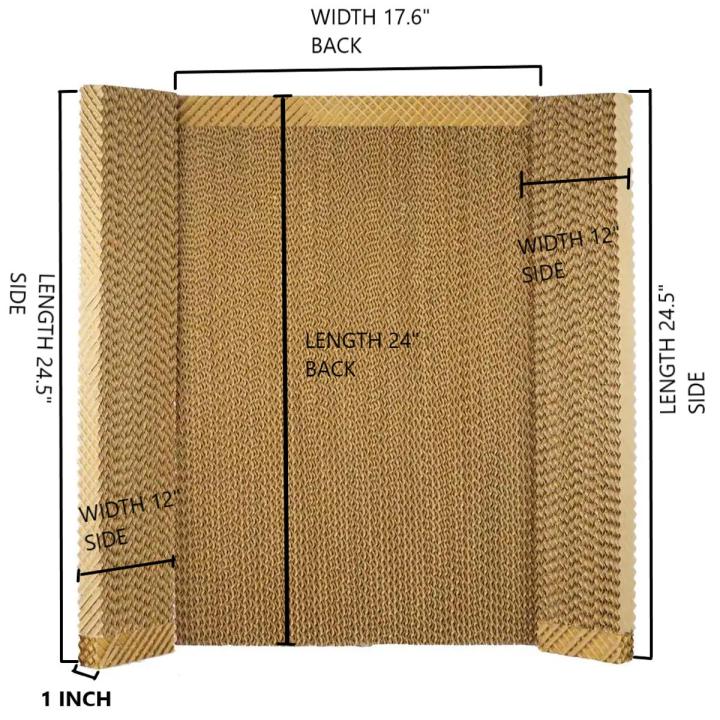 Set of 3 Imported Evaporative Air Cooler Pads 1 Inch Thickness Air cooler Accessories (24"*17.6" BACK, 24"*12" SIDES)