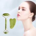 Original Natural Jade Facial Roller and Gua Sha Stone Set，Beauty Cosmetic Facial Skin Roller Massager Tool for Facial Massage, Face Lift, Anti-Wrinkles-Green. 