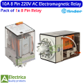 finder 8 Pin 10A Coil 220V AC Rail-Mount Power Relay and PTF-088A Screw Terminals Base 220V Contact DPDT General Purpose Relay 8 pins double pole double through relay by Electrica. 