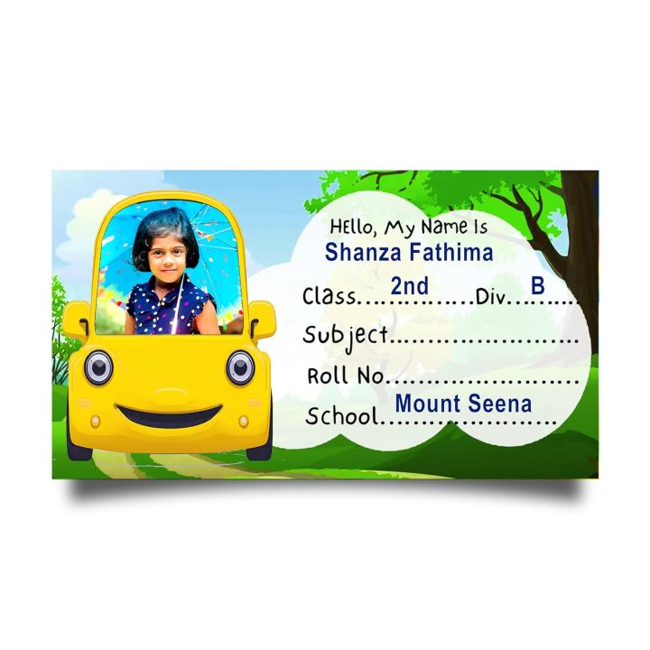 Pack of 30 : Customized Name Slip, Label Sticker, Naming Slip with Your Kids Picture for School Notebook