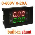 DC 0-600V 20A Digital LCD Solar Voltmeter Ammeter Built-in shunt Dual Display LED Digital volt AMP Indication. 