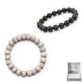 Pack of 2 Pcs Set - White Dotted Beads and Black Bead Hand Bracelet For Girls and Women. 