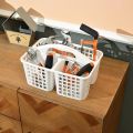 Portable Shower Caddy Basket with Compartments Cleaning Supplies Organizer with Handle Plastic Storage Divided Basket Tool Bin for Bathroom, Bedroom, Kitchen, College Dorm, Under Sink, White. 