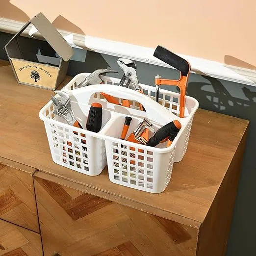 Portable%20Shower%20Caddy%20Basket%20with%20Compartments%20Cleaning%20Supplies%20Organizer%20with%20Handle%20Plastic%20Storage%20Divided%20Basket%20Tool%20Bin%20for%20Bathroom,%20Bedroom,%20Kitchen,%20College%20Dorm,%20Under%20Sink,%20White%20-%20Image%204