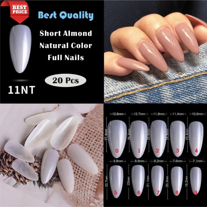 20pcs Best Quality Artificial Short Almond Natural Full Nails