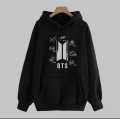 Black BTS printed premium Hoodies For Men / Hoodies For Girls pull over. 