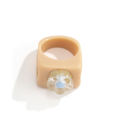 Trendy Colourful Transparent Resin Rings Clear Geometric Square Shape Acrylic Rings for women. 