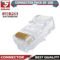 RJ45 Connector 100 pcs Crystal_ 8Pin RJ45 Modular Plug Rj-45 Network Cable Connector Adapter for Cat5 Cat5e Rj 45 Ethernet Cable Plugs Head. 