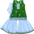 14th August Dress Green White for Kids | Independence Day Dress for Girls | 3-Piece Set | Azadi Sale 2025 | New Garara Dress for Baby Girls. 