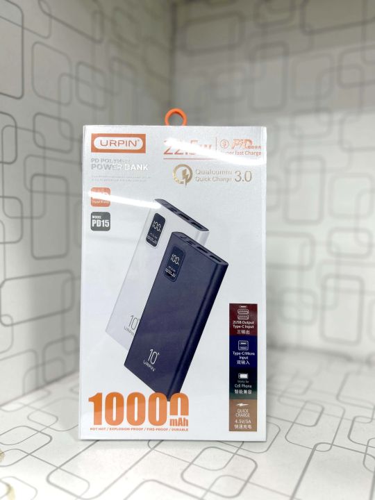 URPIN PD Polymer Power Bank 10000mah (Model-PD15) | Daraz.pk