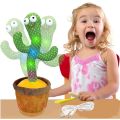 Dancing Cactus Toy Rechargeable with Music, Singing, Talking, Dancing, Lightning, Wriggle features- Funny talk back toy For Kids Home Decorative and Children Playing Birthday Gift toy for kidsomega. 
