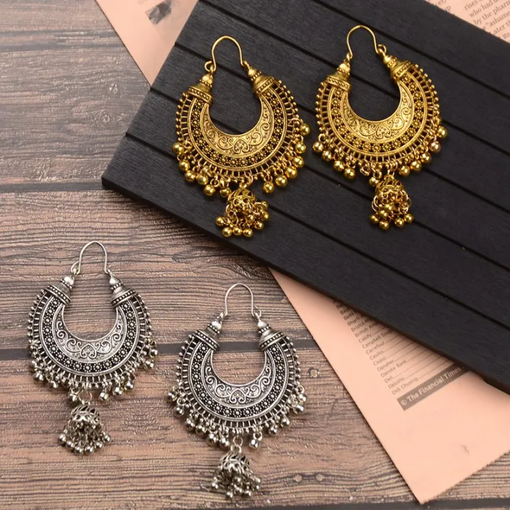 Vintage%20Ethnic%20Gypsy%20Indian%20Earrings%20For%20Women%20Boho%20Jewelry%20Ladies%20Retro%20Round%20Bell%20Tassel%20Hollow%20Tassel%20Jhumka%20Earrings%202020%20-%20Image%204