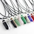 Natural Stone Necklace Hexagonal Column Pendant Natural Crystal Pendants Hexagonal Column Bullet Hexagonal Women. 
