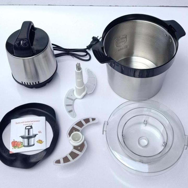 Portable Chopper 6 Litre Stainless Steel Electric Meat Grinder Heavy Duty 4500 watts Food Vegetables Cutter 4 Blades Chopper