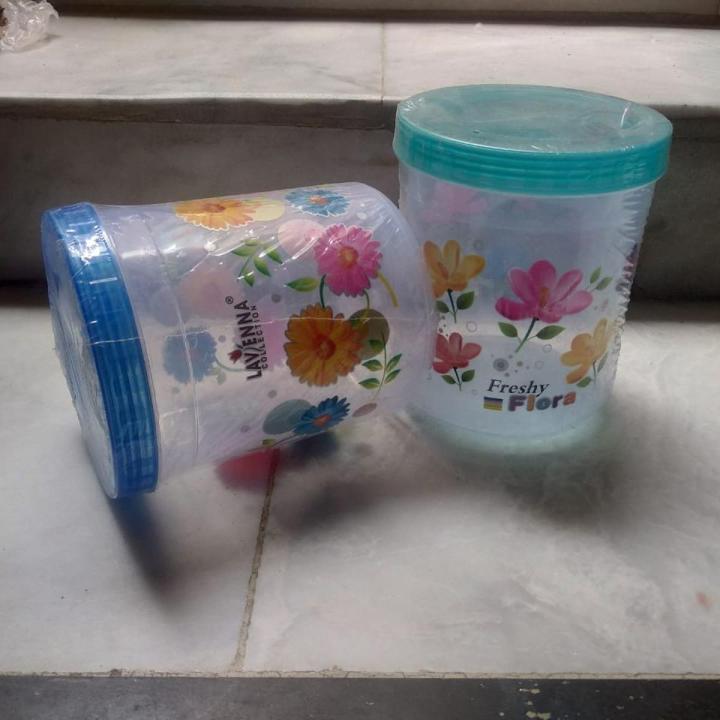2 Pcs Storage Jars Plastic Canisters with Lids 900ml