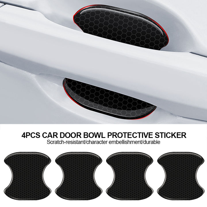 FG 4Pcs Car Door Bowl Protective Sticker Film Protector Trim Sticker Anti-Scratch Car Handle Bowl Strip Protection