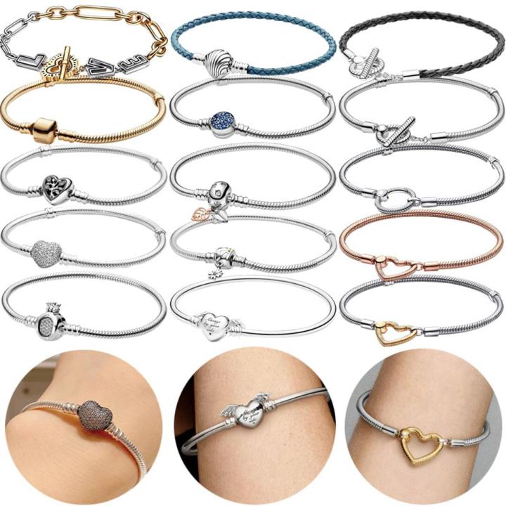 Sparkling Heart Clasp Snake Chain Bracelet