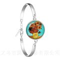 Starry Night Bracelet Van Gogh Art Picture 18mm Glass Cabochon Silver Plated Chain Bangle Classic Jewelry For Women Charm. 