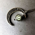 Carat Pendant Necklace Luminous Hollow Moon Pendant Choker Chain. 