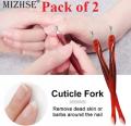 2pc Stainless Steel Cuticle Pusher Nail Art Fork Manicure Tool For Trim Skin Fork Cuticle Remover. 