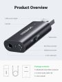 UGREEN 5.1 Transmitter Receiver 2 in 1 Wireless USB Adapter Built-in Microphone 3.5mm Audio Bluetooth Dongle Driver Free for TV, Home Stereo, Car Stereo, Headphones, Speakers, PC. 
