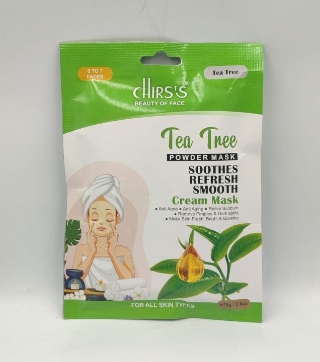 Chirs Tea Tree Powder Mask Soothes Refresh & Smooth Skin -75GM
