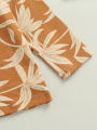 Baby Boy Girl Trousers Suit Autumn Leaves Print Long-sleeved T-shirt Trousers Two-piece Suit. 