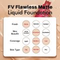 FV Waterproof Liquid Foundation - Matte Oil Free Foundation Medium Coverage & Lightweight Foundation Makeup For Oily and Normal Skin - Longwear Flawless Face Foundation With Conceal Pore. 