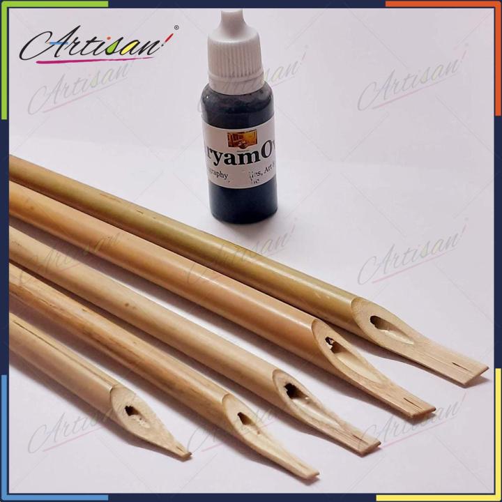 Artisan - DEAL: 5 x Calligraphy Fountain Reed Bamboo Qalam + 25ml Black Calligraphy ink