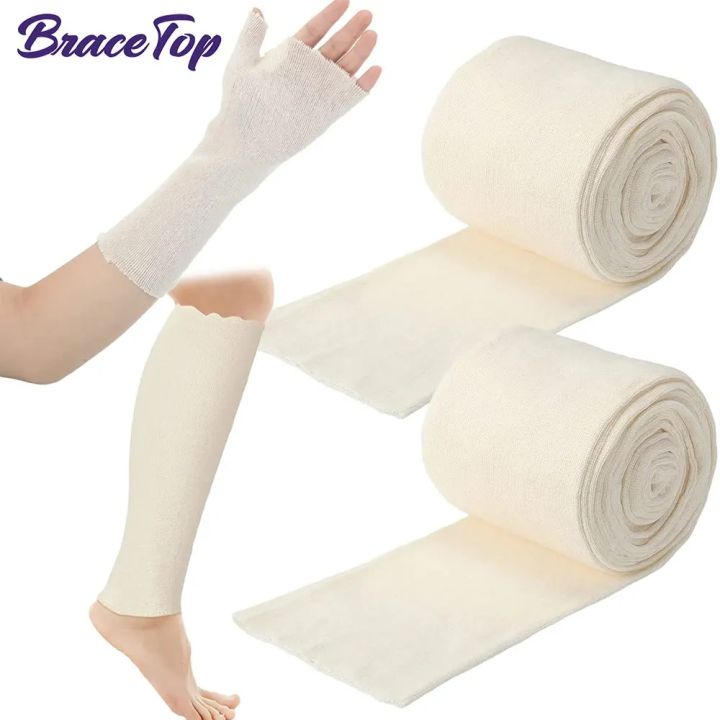 BraceTop Elastic Tubular Support Bandage - Natural Color for Large Knee Support Bandage - Medium To Large Thigh, Cotton Spandex