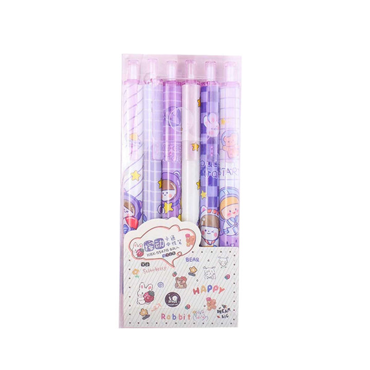 6pcs/set Kawaii Erasable Gel Pens Cute Pens Black Ink Gel Pen Erasable