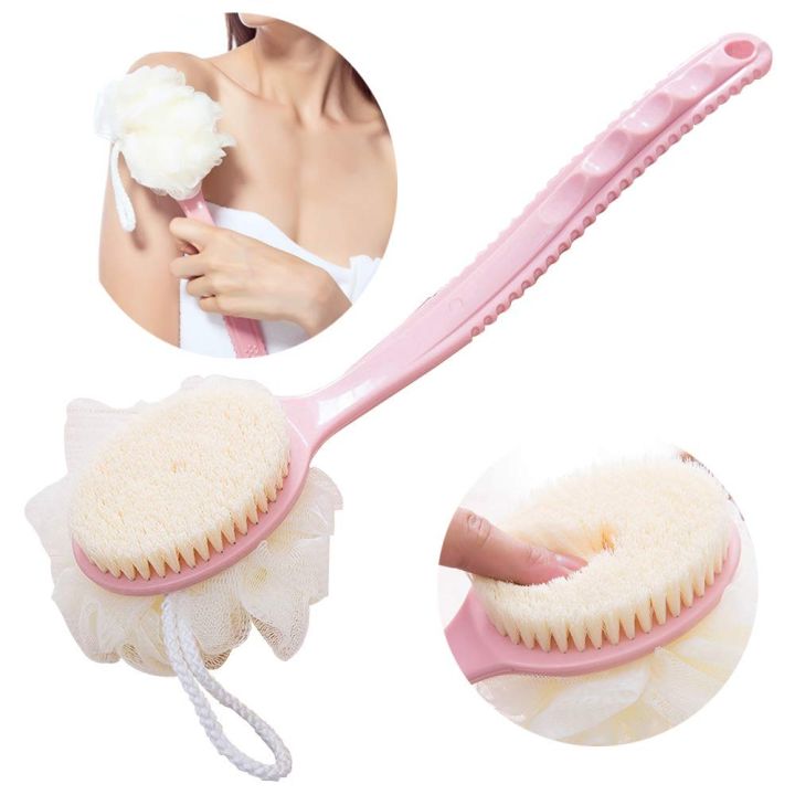 2 IN 1 loofah with handle, Bath Brush, back scrubber, Bath Brush with ...