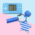 Retro Game Console Handheld Button Control with Keychain Drop Resistant Visual Training Building Block Retro Game Console for Children. 