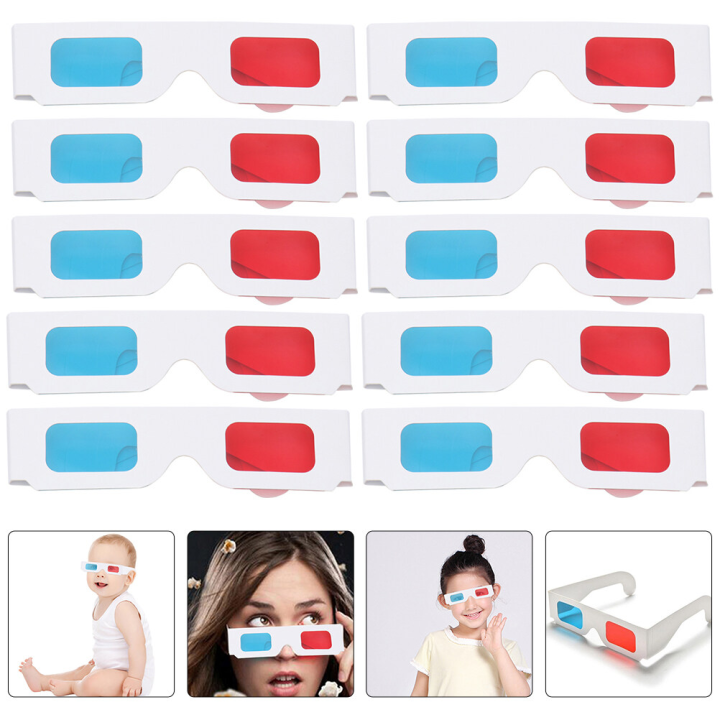 10 Pcs Cardboard Frame 3d Glasses Viewing Movie Television Props Paper Style Eyeglasses