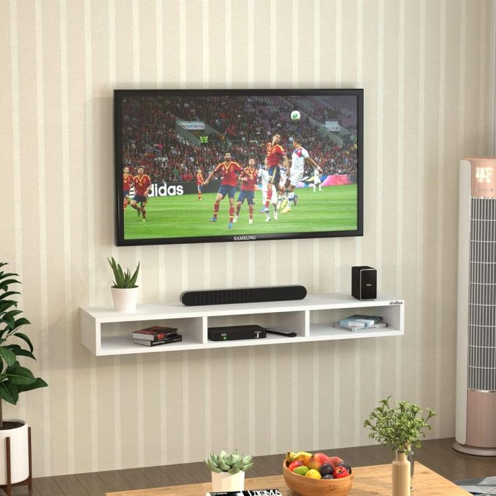 Wood Wall Mount TV Unit/TV Stand/Wall Set Top Box Stand/TV Cabinet/TV Entertainment Unit (White)