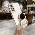 Maitus for Xiaomi Redmi Note 11 Pro Back Cover with Lanyard + Cute Astronaut Folding Stand Luxury 6D Plating Square Bumper Shiny Soft Silicone Cases Full Protection Phone Case. 