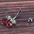 Steel Cherry Belly Navel Bar Button Ring Piercing. 