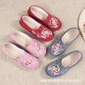 Old Beijing cloth women's anti slip soft sole, comfortable mother's middle-aged and elderly grandmother flat sole single shoes, Hanfu embroidered shoes. 